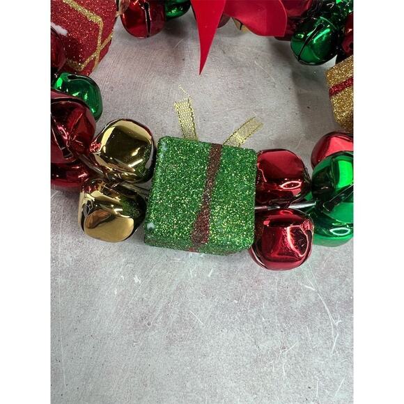 Christmas Jingle Bell Wreath Multicolor Holiday Door Decoration - Picture 6 of 15